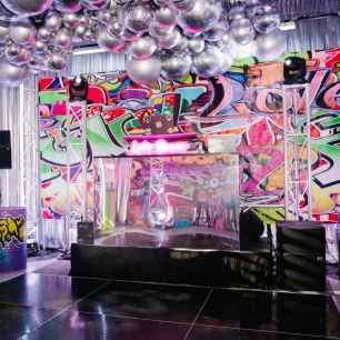 acrylic mirror bar graffiti party