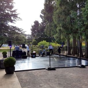 black outdoor dance floor set up