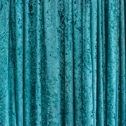 teal coloured crushed velvet drape