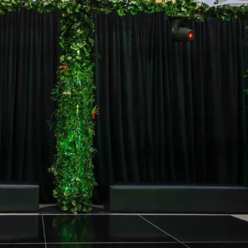 black velvet drape greenery vines