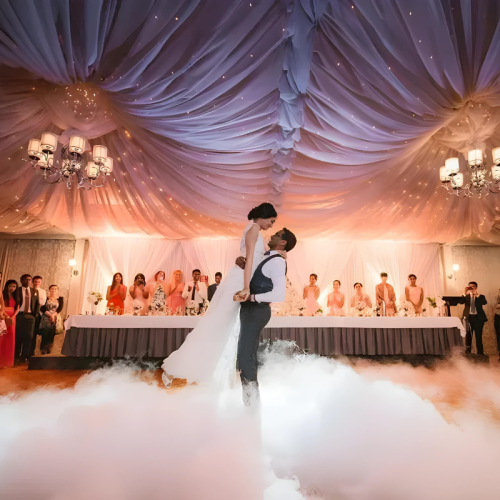 wedding dance drape gathered backdrop