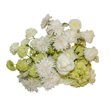 white abstract floral centrepiece